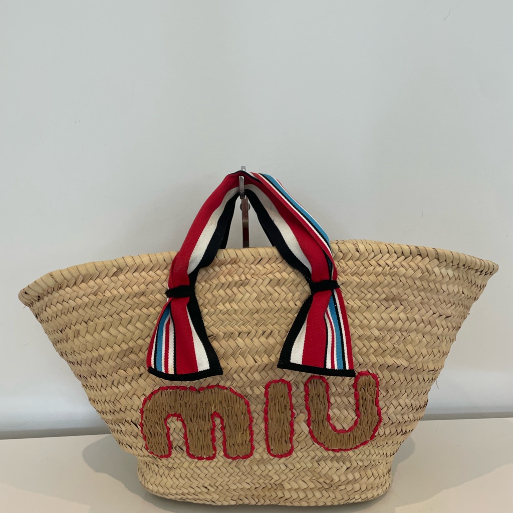 Miu Miu Beige Raffia Large Tote